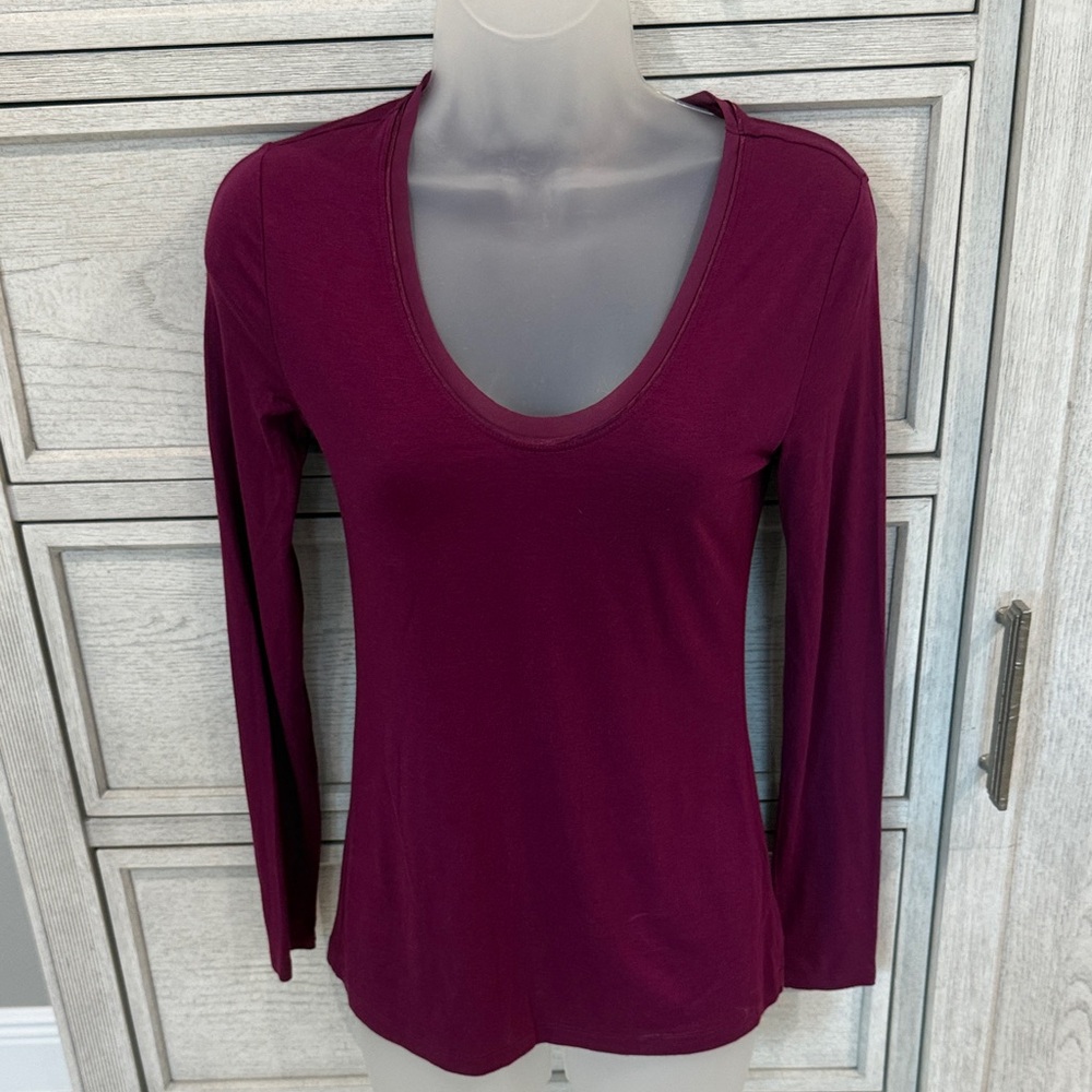 Banana Republic Deep Burgundy Long Sleeve Tee